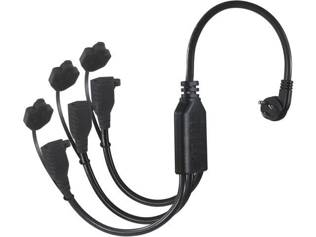 18 Inch 3 Outlet Power Splitter Extension Cord - 1.5FT 1 to 3 Splitter Outlet Right Angled Flat Plug NEMA 5-15P 1 to 3 Way NEMA 5-15R SJTW 16AWG 3...
