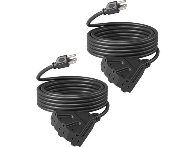 DEWENWILS Extension Cord Multiple Outlet Weatherproof, 15 FT Tri-Tap Cords, 16/3 SJTW Power Cable for Outdoor Landscaping String Lights, ETL...