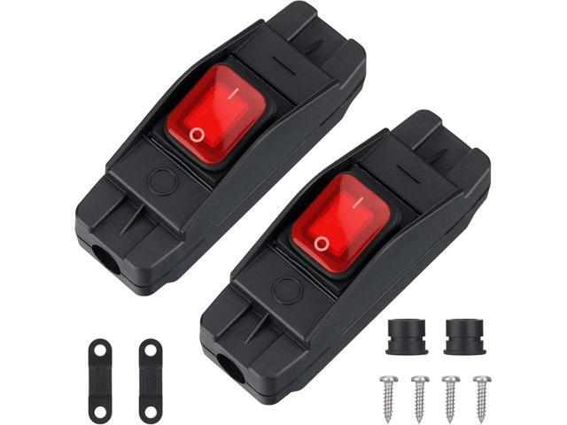Kingdder 2 Pieces Waterproof Inline Cord Switch AC/DC 12V-250V Heavy Duty Button Switch Electrical Power Rocker with Red LED Light Compatible with...