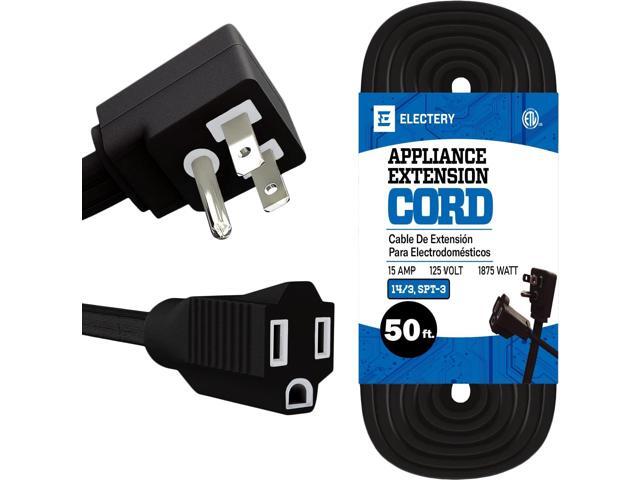 50 FT Air Conditioner and Major Appliance Extension Cord, 14/3 Gauge Heavy Duty 15 Amps SPT-3 Cable, ETL Listed - Black