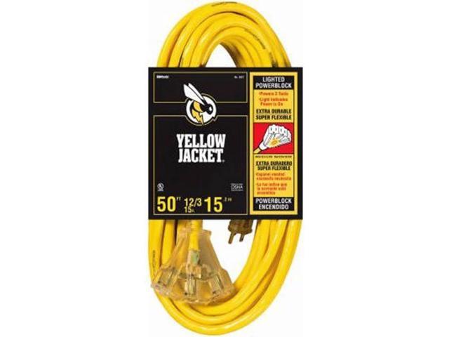 Southwire Outdoor Extension Cord - Power Light Indicator Cable for Heavy Duty Tools - SJTW - 12 Gauge - Water Resistant - High Visibility - Yellow...