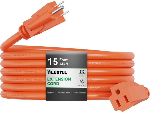 PLUGTUL 12/3 Outdoor Extension Cord 15 FT Waterproof, Heavy Duty 12 Gauge SJTW Extension Cord, 15A 1875W, ETL Listed, Great for Garden and Home,...