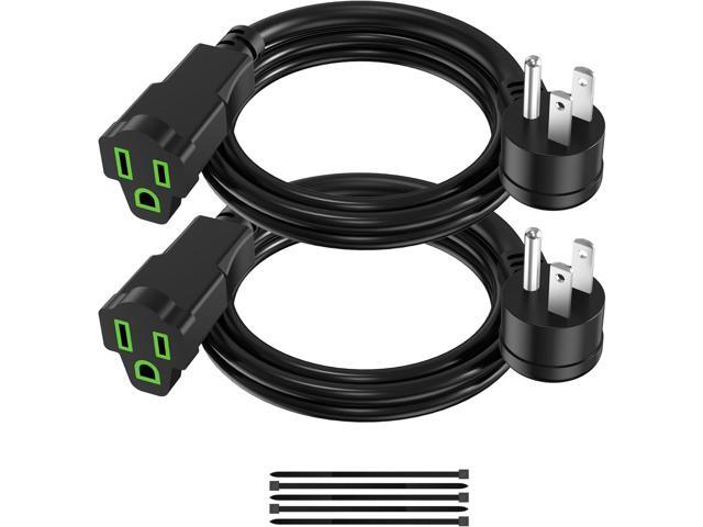 2 Pack Power Extension Cord 2FT/24Inch, 3 Prong Electric Extension Cable Single Outlet Saver, Heavy Duty, Waterproof, 16 AWG, 13A 125V, Outdoor and...