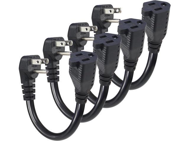 KUNCAN Short Power Extension Cord - Low Profile Wall Head 6 Inch 14AWG/3C SJTW Heavy Duty Extension Cable for Indoor/Outdoor, 90-Degree Flat Plug...