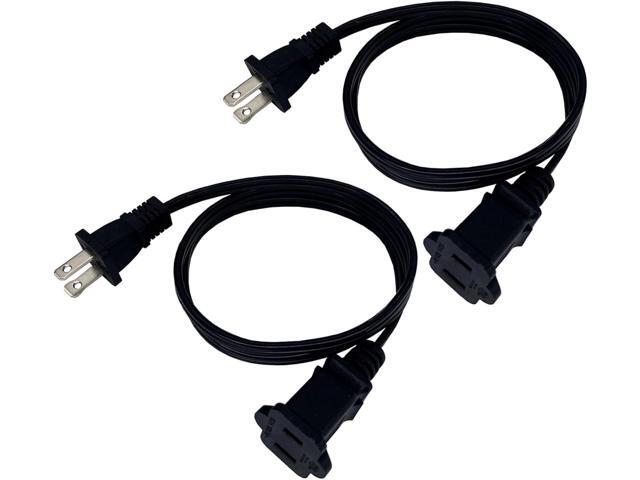 Extension Cord 3 Feet, Short Small AC Power Cord 2 Prong, 18 AWG Power Cable for Indoor Use, Male to Female Extension Cord, NEMA 5-15P to NEMA...