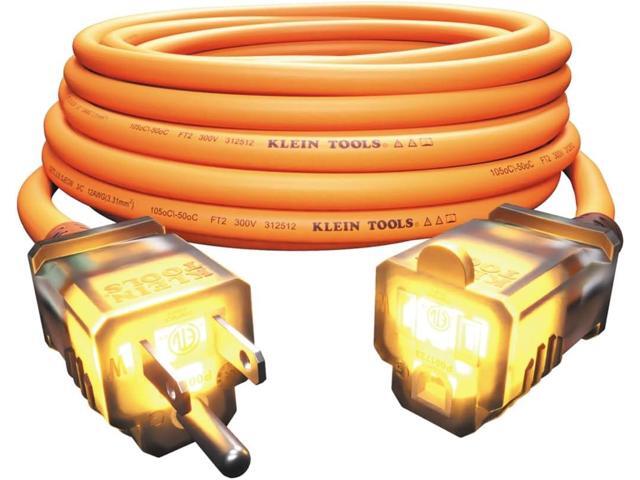Klein Tools EXC2515 12/3 SJEOW 25-Foot Extension Cord, LED Ends, Daytime Visibility, Flexible in Cold Weather, 99.9% Copper Wire, 15A, Indoor/Outdoor