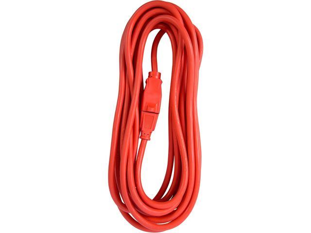 OC25143 Heavy-Duty Outdoor Single Receptacle Extension Cord, 25 ft, 14 AWG, 15A/125V AC, Orange