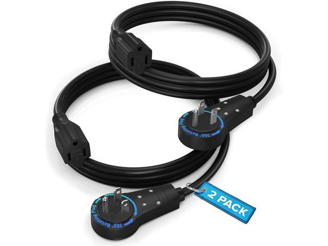 Maximm Extension Cord 4 Feet 360° Rotating Flat Plug, 3-Prong Grounded Power Cable UL Certified, 13A 125V, Heavy Duty 14AWG Wire Ideal for Tight...