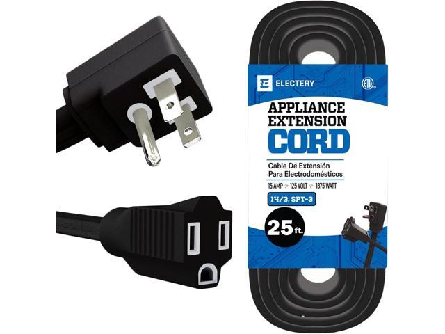 25 FT Air Conditioner and Major Appliance Extension Cord, 14/3 Gauge Heavy Duty 15 Amps SPT-3 Cable, ETL Listed - Black
