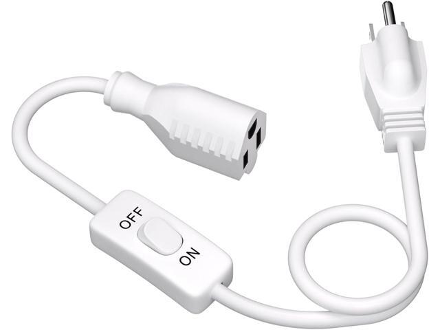 STARELO Extension Cord with Switch 3-Prong Indoor White Extension Cord,18AWG,Control Switch ON/Off 3A 125V NEMA 5-15R Grounded Plug Receptacle.3FT...