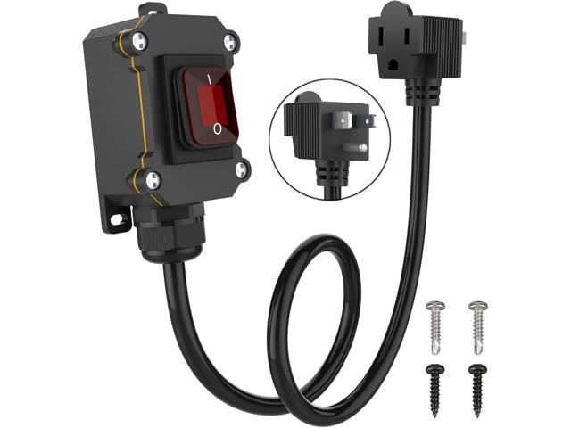 Inline Cord Switch with 3-ft 14AWG Cable Piggyback Plug(3-Pronged), IP67 Waterproof Extension Cord, AC/DC 20A-125V,16A-250V Inline Power Switch...