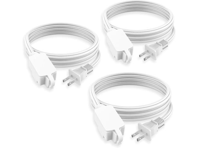 PLUGTUL Indoor Extension Cord 10 FT, 2 Prong White Extension Cord, 3 Polarized Outlets with Safety Cap Protect for Home Office, 16/2 SPT-2 ETL...