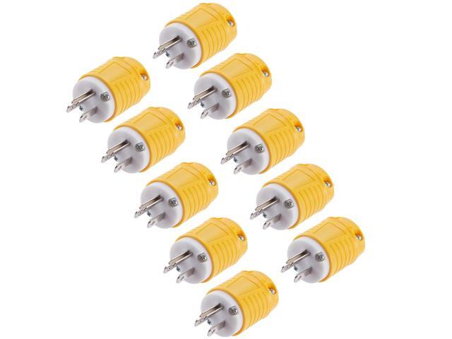 Extension Cord Male Ends 10 Pcs, 15 Amp 125 Volt NEMA 5-15 Heavy Duty Electrical Replacement Plug 3 Prong Industrial Grade Straight Blade Grounding...