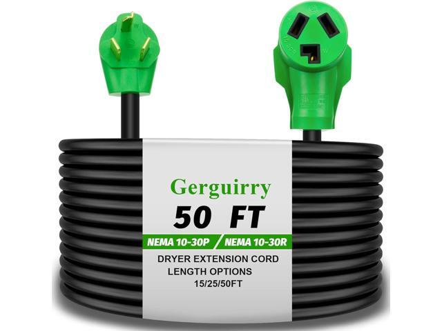 Gerguirry 3 Prong 50 Feet Dryer Extension Cord, 30 Amp NEMA 10-30P to 10-30R Heavy Duty Cord, Use for Dryer Power Extension and Level 2 EV...