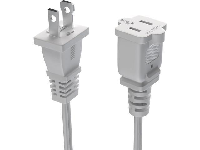 Extension Cord 10 Ft US 2 Prong Long Extension Cord White Extension Cord Cable 125v 10a Male to Female Power Cord for Nema 1-15p to 1-15r 10FT