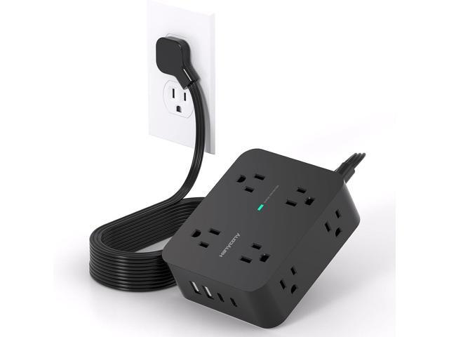 10 Ft Power Strip Long Cord, HANYCONY Extension Cord Surge Protector with Flat Plug, 8 Outlets 4 USB Charging Station(2 USB C), Wall Multiple Plug...