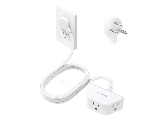 TROND Rightward Flat Extension Cord 6 Feet - Flat Plug Power Strip 3 Prong, 3 Plug Extension Outlets, Thin Power Cord Extension for Indoor Home...