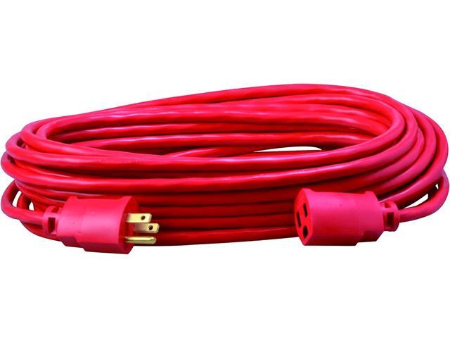 Southwire Heavy Duty Extension Cord - All-Purpose Heavy Duty Outdoor Power Cable - Lighted End for Safety - High Visibility Red - 14/3 Gauge -...
