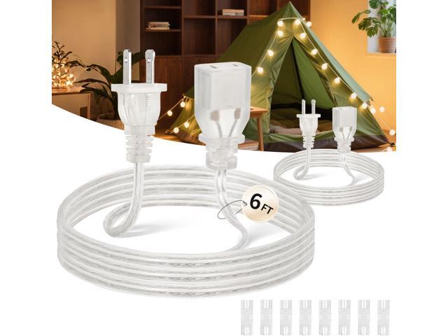 Clear Extension Cord 6 Feet, 2 Pack Clear Extension Cord, UL-Certified Power Cord Extension, 2 Prong Extension Cord Male to Female, 2x18 AWG Thin...