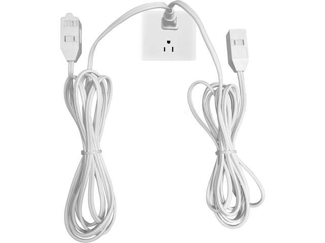 6-Outlets Flat Extension Cord, Double 3-OUTLETS Power Strip with Safety Covers, UL Listed 16/2 SPT-2 Outlet Extender, 2 Prong 16 Gauge 8FT White...