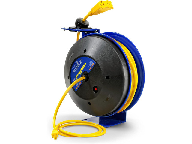 Goodyear Extension Cord Reel Retractable 12AWG x 50' Feet 3C SJTOW Cable Triple Tap Connector Power Rating 125 Volt AC 13 Amp 1625 Watt Industrial...