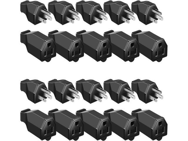 20 Pcs Extension Cord Plug Replacement Male and Female Extension Cord Ends 125v 15a 2 Pole 3 Wire Male and Female Connector Straight Plug...