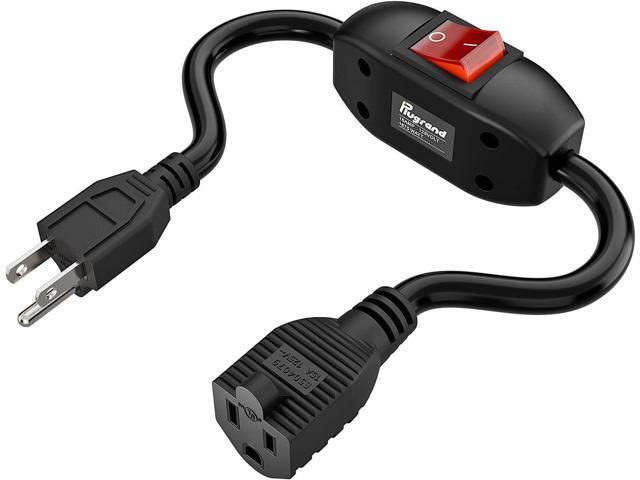Inline On/Off Switch Extension Cord, 3-Prong Household Switchable Power Cord, Heavy Duty 23A 125V,16A 250V Double Break Switch Extension Cord, 40CM...