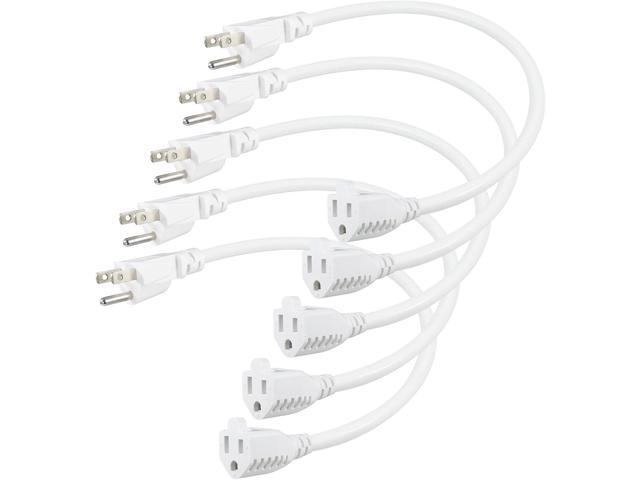 SPARKING 1 Foot Short Extension Cord - 12in White AC Mini Indoor 3 Prong Extension Cord,Single Outlet Saver Electrical 16AWG 125V 13Amp Small Short...