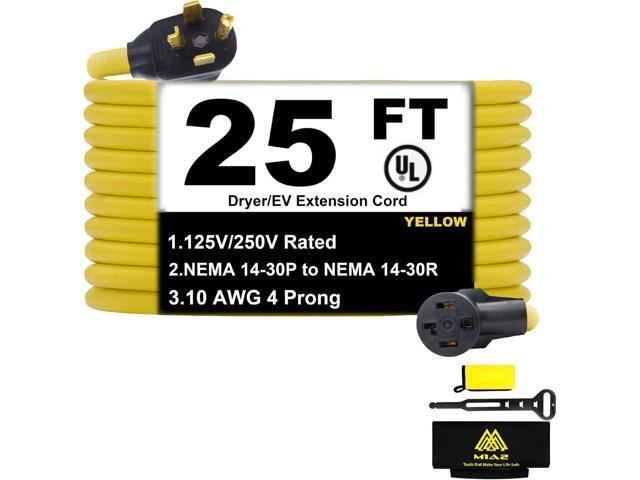Dryer Extension Cord 4 Prong 30 Amp NEMA 14-30P to 14-30R,25 FT Level 2 EV Charging 125V/250V Plug STW 10 Gauge UL Listed