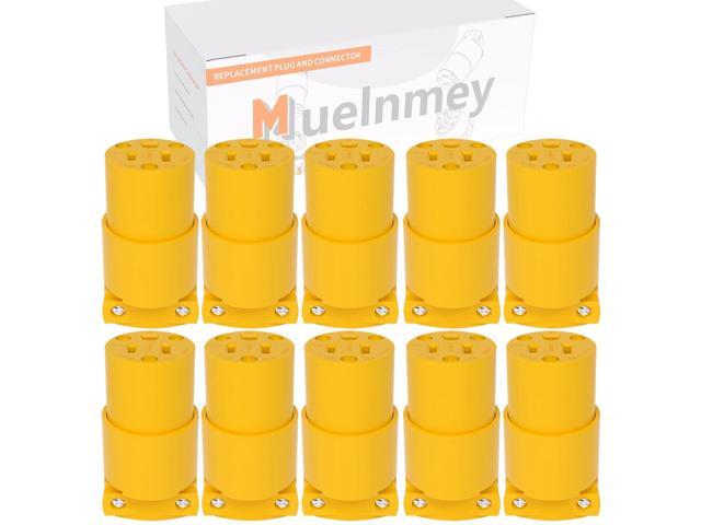 Extension Cord Ends Electrical Replacement Connector NEMA 5-15R 15A 125V Yellow Shell 2 Pole 3 Wire Grounding Female Electric Replacement Plug,UL...