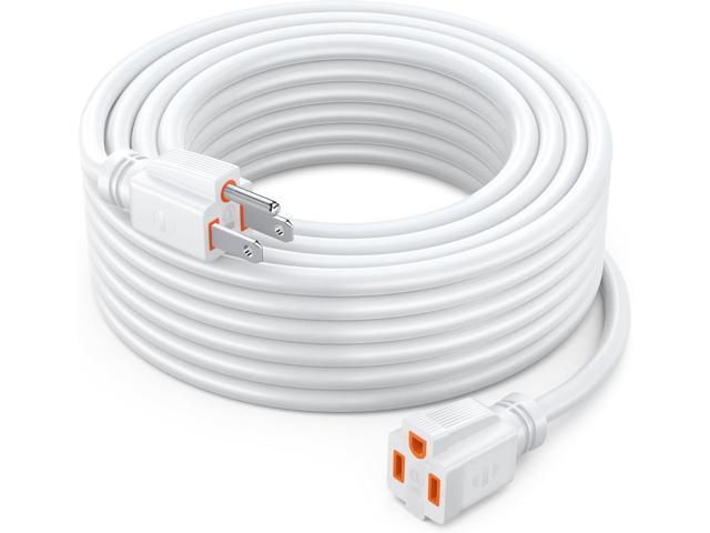 Maximm Extension Cord 30 Ft White Power Cords Indoor 16 Gauge Wire SJTW Heavy Duty ETL Listed (30Ft, White with Orange Indicators)