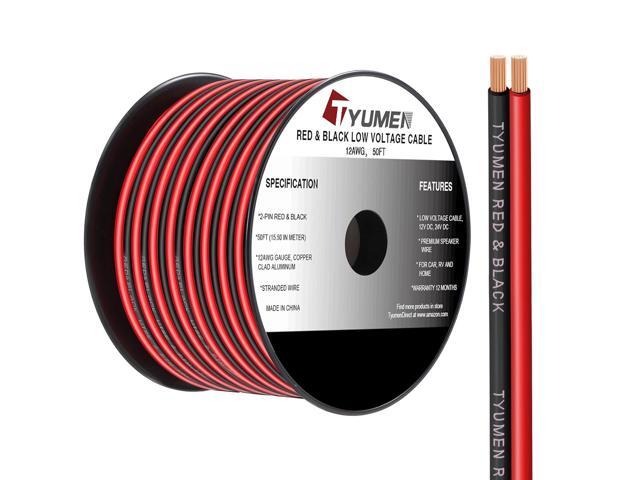 12 Gauge Wire 50FT, 12 AWG Red Black Hookup Electrical Wire LED Strips Extension Cord 12V/24V DC Cable, 12AWG 2 Conductors Flexible Wire for...