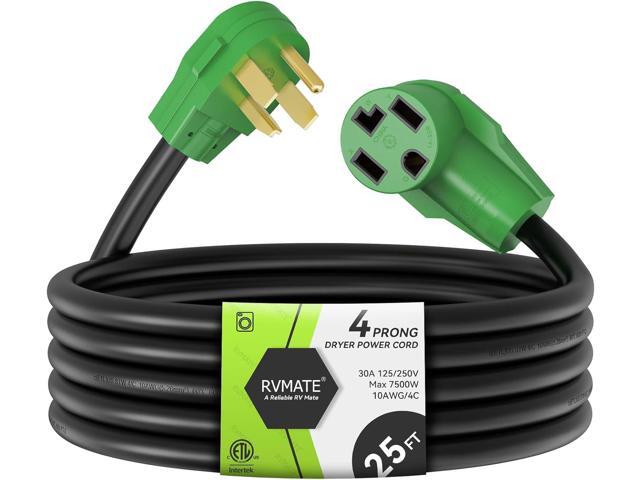 RVMATE 4 Prong Dryer Extension Cord 25 Feet, 30 Amp NEMA 14-30P to 14-30R 125V/250V Waterproof PVC Jacket, Perfect for Dryer Power Extension, ETL...