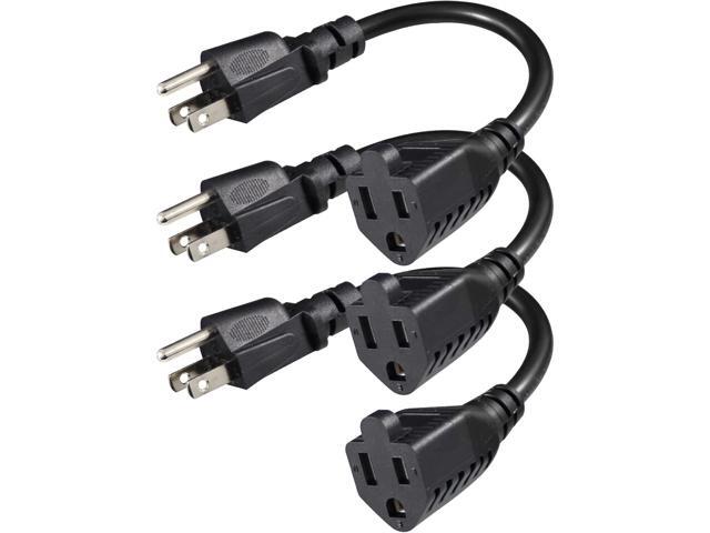 KUNCAN Short Power Extension Cord - 8 Inches 3 Prong Grounded Outlet Saver 16AWG/13A Heavy Duty Power Cord (NEMA 5-15P to NEMA 5-15R) Indoor Use...