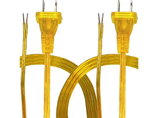 Royal Designs, Inc. CO-1001-GL-12-2 Lamp Cord with Molded Plug, Stripped Ends Ready for Wiring, 12 feet, Clear Gold, SPT-1 UL Listed, Set of 2