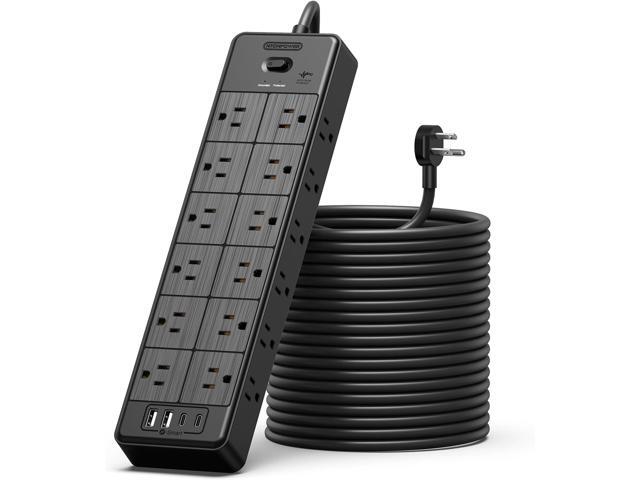 24 Widely Outlets Extension Cord 25 Ft NTONPOWER Long Extension Cord Surge Protector with 4 USB Ports(2 USB C),15A/1875W Power Strips with Surge...