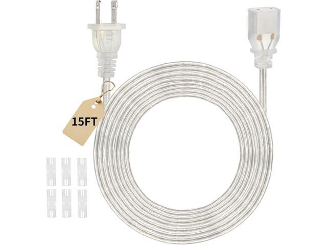 Clear Extension Cord 15 Ft, UL-Certified Clear Extension Cord Indoor Thin, 2 Prong Extension Cords, Male to Female Invisible Extension Cord 2 x 16...