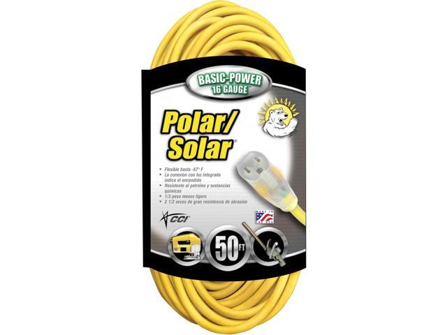 Southwire Polar Solar Extension Cord - Cold Weather Performance & Lighted End Indicator - Waterproof Jacket - Flexible & Durable - 16/3 Gauge - 50...
