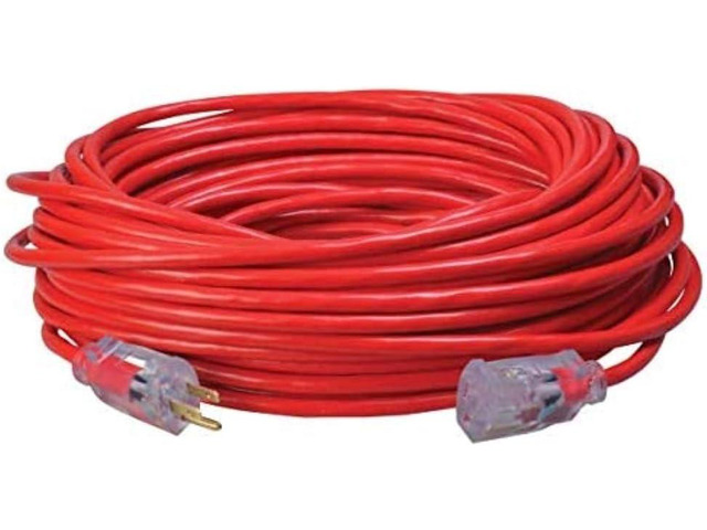 100ft SJTW 14/3 Outdoor Ext Cord W/ Lighted End (Red)