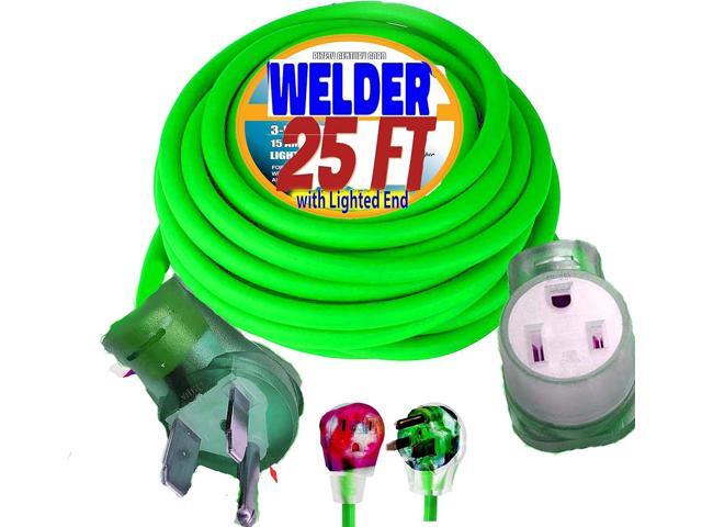 25FT Welder Extension Cord 50 Amp, 8 Gauge 6/3, 10,000 Watts, NEMA 6-50 Plug, 220/250V, Heavy Duty Welding Extension Cord with Lighted End, ETL...