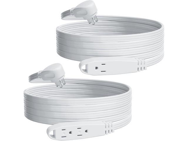 K KASONIC - 12FT Flat Plug Extension Cord, UL Listed 16/3 SPT-3 1625W Power Strip with 3 Outlets, 3 Prong Grounded 13 Amp 125V Indoor Extension...