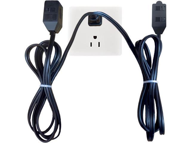 6-Outlets Flat Extension Cord, Double 3-OUTLETS Power Strip with Safety Cover, UL Listed 16/2 SPT-2 Outlet Extender, 2 Prong 16 Gauge 10FT Black...