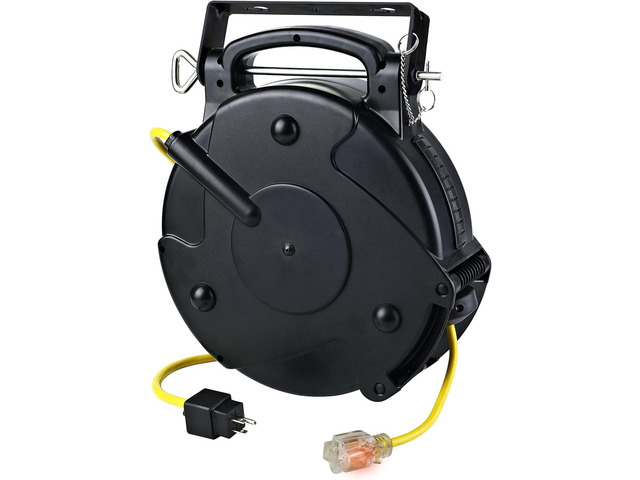 Alert ProReel Professional Grade ProReel 8665TFS Heavy Duty Retractable Extension Cord Reel 65 Foot 12/3 SJTOW 15 Amp Single Tap Industrial Cord...