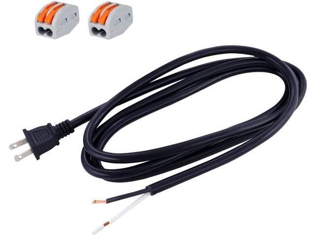 Power Cord Replacement 2 Prong 14AWG SJT Heavy Duty Power Supply Polarized Plug 14 Gauge 6 Foot Pigtail 2 Wires AC Cable Open End 15 Amp 1875W