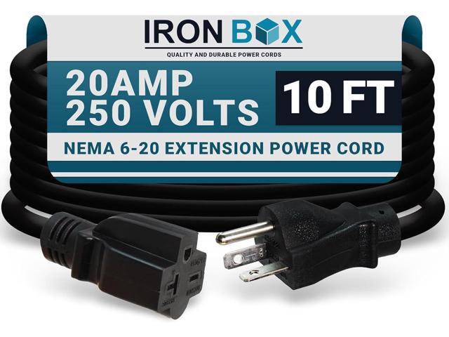 IronBox Electric - NEMA 6-20 Extension Cord - 12/3 SJT Jacket, 20A, 250V Extension Cable - Compatible with Any Generator Equipped with a 6-20...