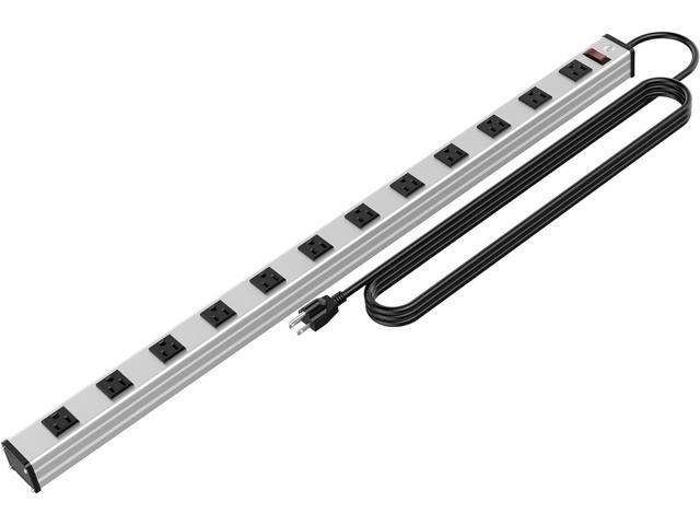 12 Outlets Metal Power Strip,Mountable Heavy Duty Power Strip with 6FT Long Extension Cord with Circuit Breaker,15A 125V 1875W, ETL Listed