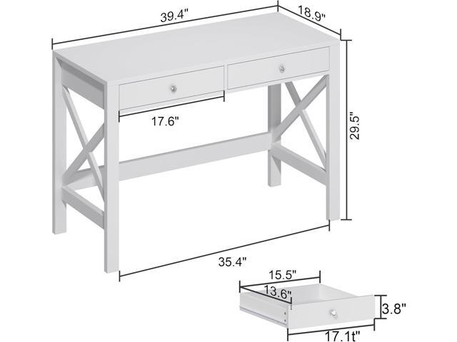 ChooChoo Computer Desk Study for Home Office, Modern Simple 40 Inches White Desk with Drawers, Makeup Vanity Console Table