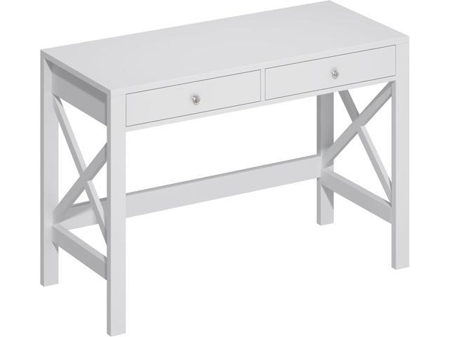 ChooChoo Computer Desk Study for Home Office, Modern Simple 40 Inches White Desk with Drawers, Makeup Vanity Console Table