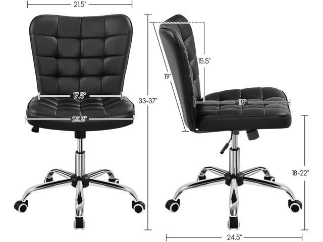Yaheetech Modern Tufted Armless Desk Office Chair Faux Leather Upholstered Computer Chair with Adjustable Seat Height and Rolling Wheels for...