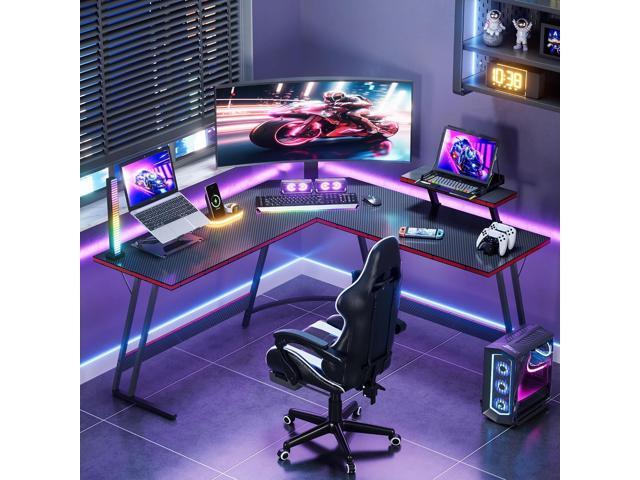 Homall L Shaped Gaming Desk Computer Corner Desk PC Gaming Desk Table with Large Monitor Riser Stand for Home Office Sturdy Writing Workstation...